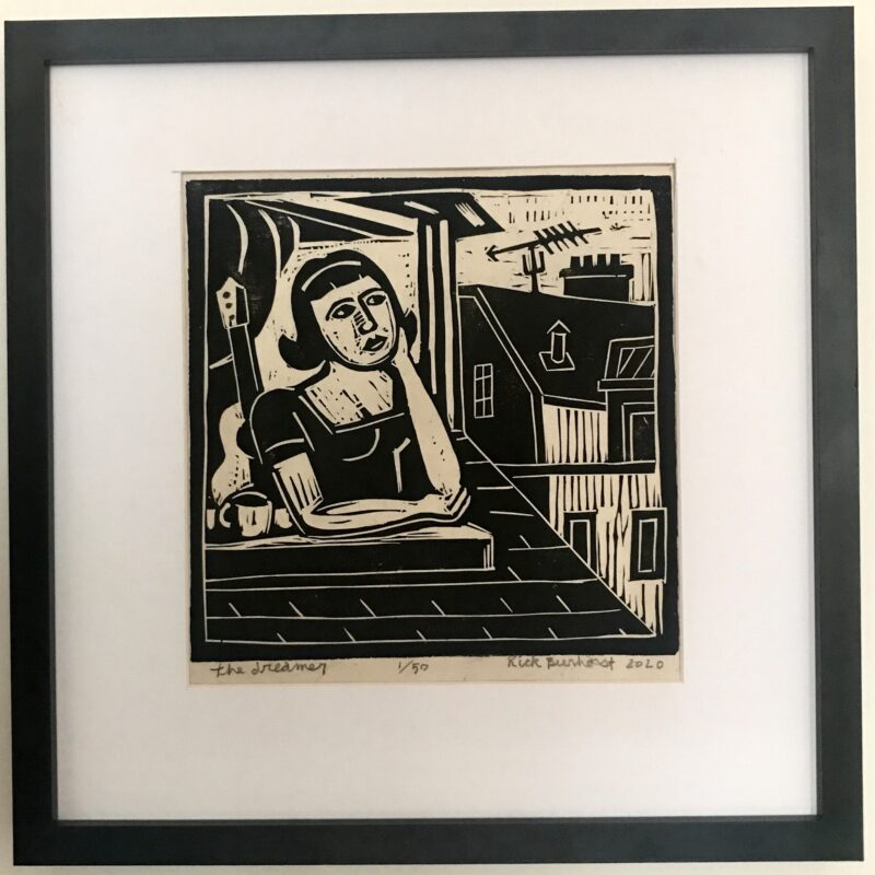 Rick Beerhorst - The Dreamer relief print on Japanese mulberry paper